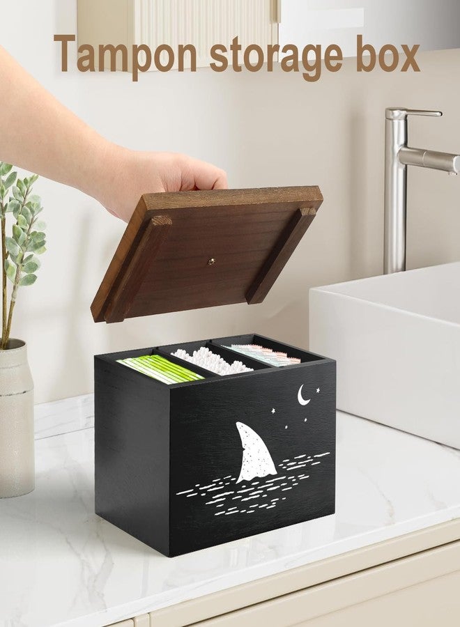MROUEN Tampon Holder for Bathroom,Black Feminine Product Organizer,Girl Stuff Box for Bathroom,Pad and Tampon Organizer for Bathroom,Pad Holder for Bathroom,Shark Week Bathroom Organizer,Bathroom Accessories - Image 2