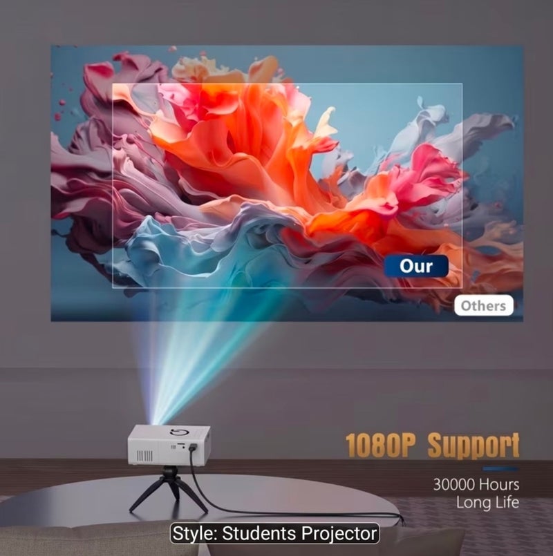 جهاز عرض محمول، يدعم دقة 1080 بكسل، تركيز سريع، مزود بمكبرات صوت مدمجة، متوافق مع أجهزة الكمبيوتر ووحدات التحكم بالألعاب، مناسب لأمسيات مشاهدة الأفلام في غرفة النوم، دقة عرض أصلية 240 بكسل - Image 4