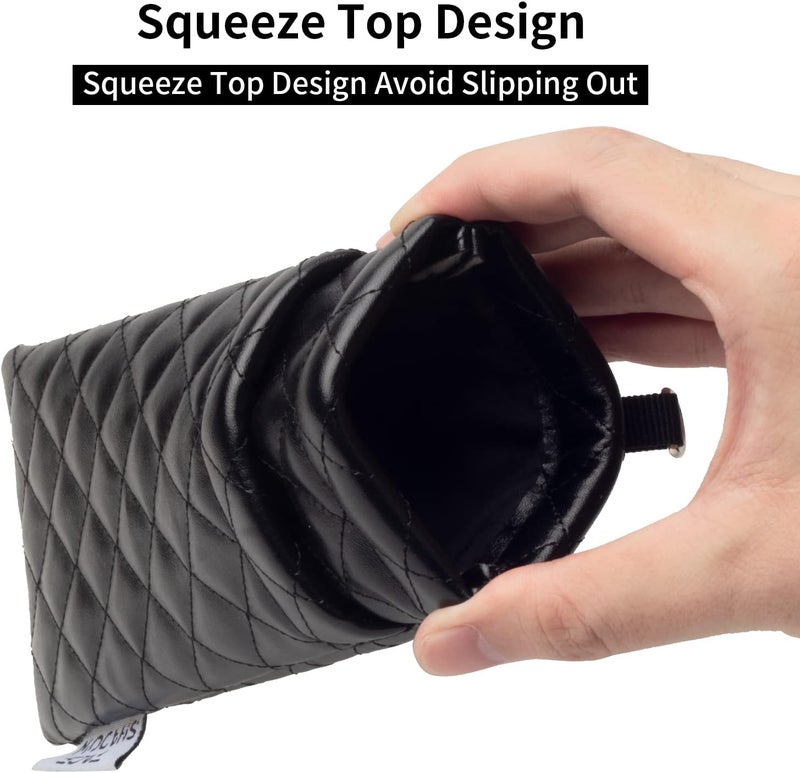 Face Shadow Double Glasses Case Soft Eyeglass Case For Women Men Squeeze Top Sunglasses Case With Cleaning Cloth - Image 2