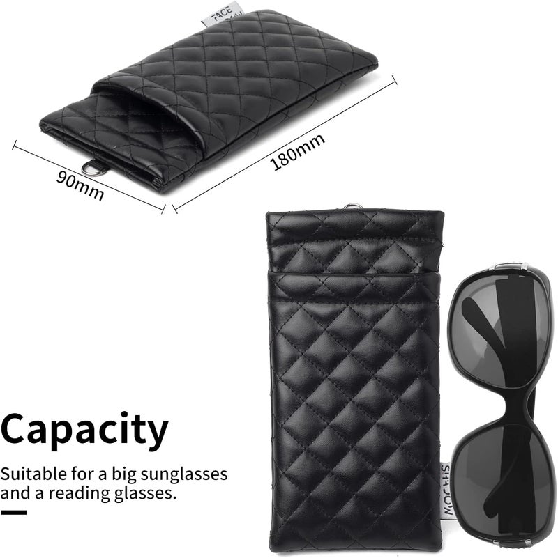 Face Shadow Double Glasses Case Soft Eyeglass Case For Women Men Squeeze Top Sunglasses Case With Cleaning Cloth - Image 3