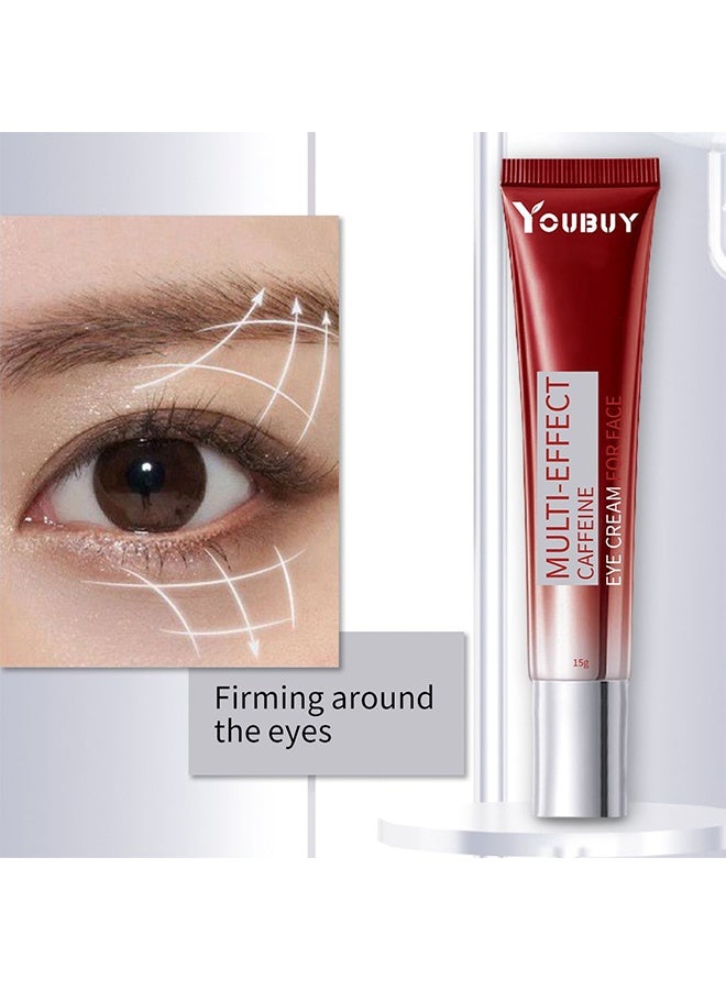 Youbuy كريم عين بكافيين متعدد التأثيرات، كريم للعين لمكافحة تجاعيد الهالات السوداء والانتفاخ، وكريم مرطب لمنطقة تحت العين يحتوي على حمض الهيالورونيك والريتينول، كريم رفع وشد للعين - Image 2