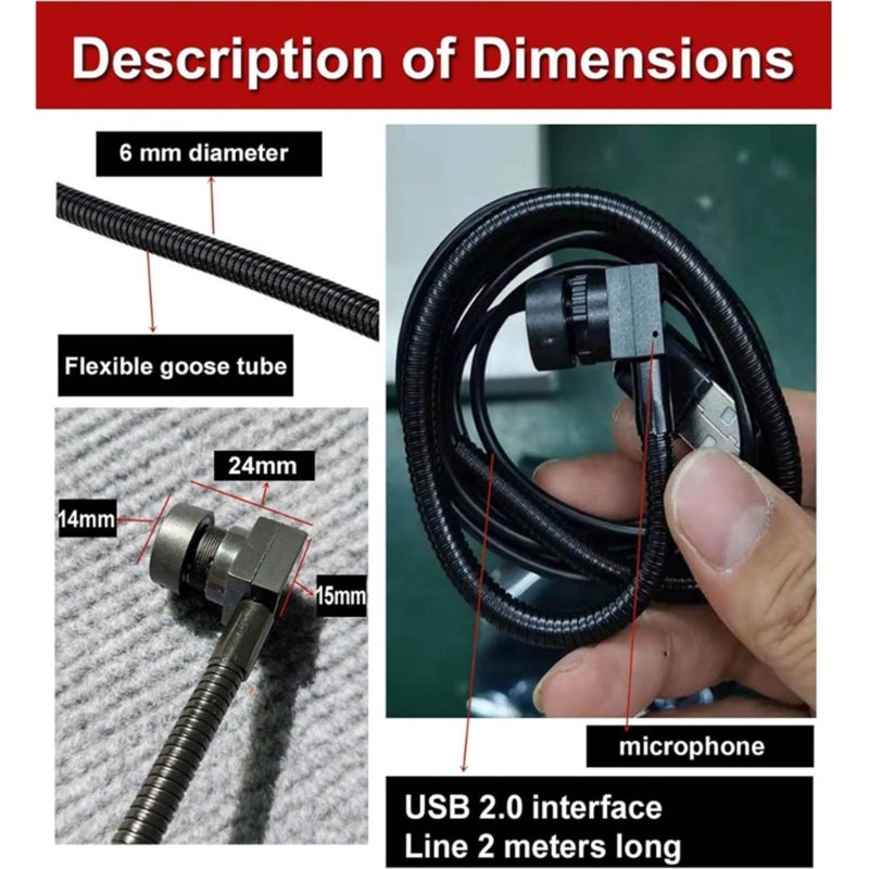 كاميرا ويب 4 ميغابكسل USB بدقة 1080 بيكسل مع أنبوب معدني مرن للمؤتمرات المرئية على أجهزة الكمبيوتر المحمولة والكمبيوتر الشخصي - Image 5