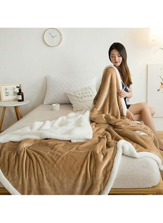 Comfy بطانية فاخرة ناعمة سميكة من الصوف البيج المريح بحجم كينغ 200 × 230 سم - Image 2