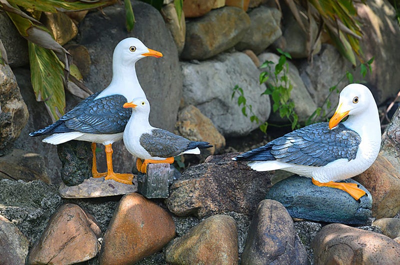Euiroet Real Seagull Outdoor Sculpture,Garden Bird Statue,Beach Statue Decor,Resin Animal Seabird Ornaments,Coastal Beach Decor,Patio Decor for Outdoor Table Decorfor Garden,Terrace,Lawn,Yard - Image 4
