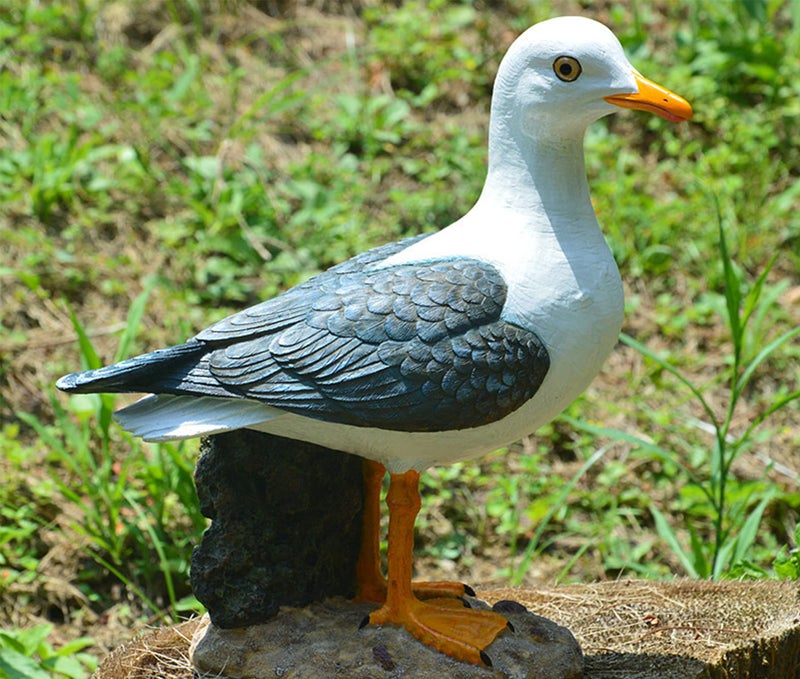 Euiroet Real Seagull Outdoor Sculpture,Garden Bird Statue,Beach Statue Decor,Resin Animal Seabird Ornaments,Coastal Beach Decor,Patio Decor for Outdoor Table Decorfor Garden,Terrace,Lawn,Yard - Image 1