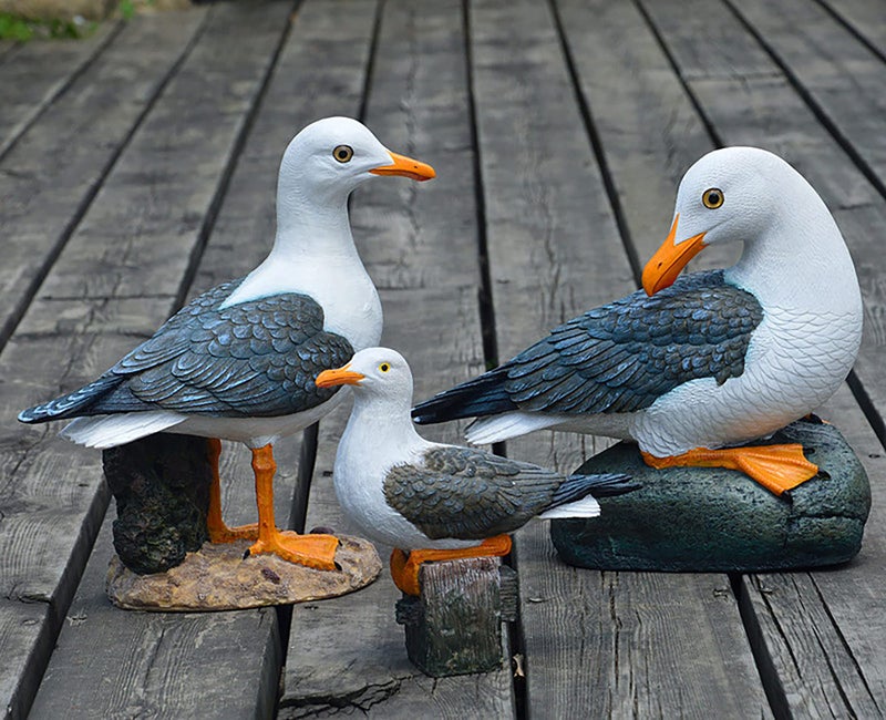 Euiroet Real Seagull Outdoor Sculpture,Garden Bird Statue,Beach Statue Decor,Resin Animal Seabird Ornaments,Coastal Beach Decor,Patio Decor for Outdoor Table Decorfor Garden,Terrace,Lawn,Yard - Image 3