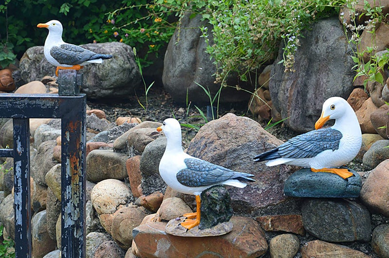 Euiroet Real Seagull Outdoor Sculpture,Garden Bird Statue,Beach Statue Decor,Resin Animal Seabird Ornaments,Coastal Beach Decor,Patio Decor for Outdoor Table Decorfor Garden,Terrace,Lawn,Yard - Image 5