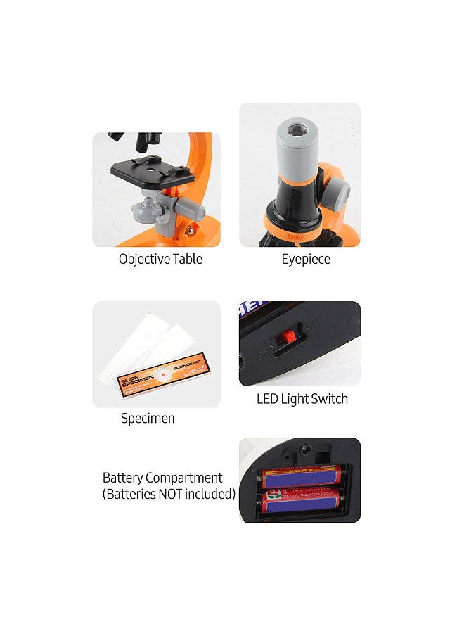 Generic 1200X Microscope Children Optical Microscope with LED Light Collection Bottles 12pcs Slides for Kids Student Beginner Science Educational Toy  - Image 5