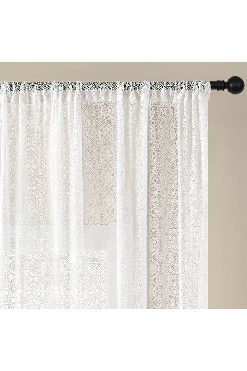 ستارة دانتيل منسوجة بدقة، مقاس 145 × 114 سم، قطعة واحدة، بتصميم زهرة الشمس الصينية، بنمط كاليدوسكوب رومانسي.