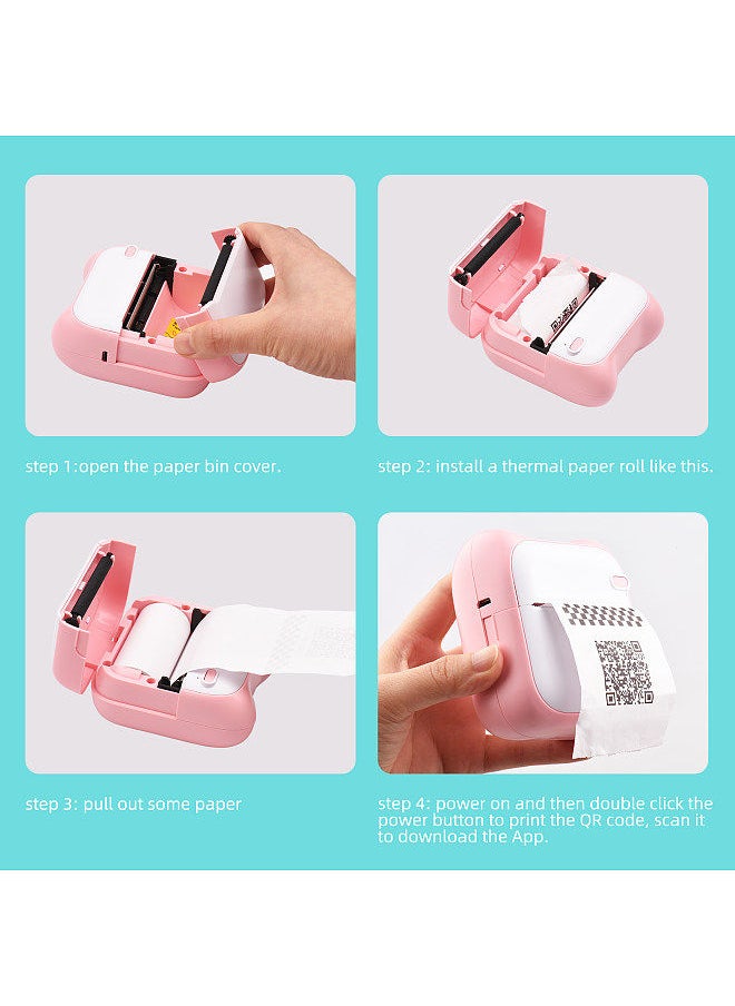 Generic - Mini Pocket Photo Printer Portable Thermal Printing Machine 203dpi Wireless BT Connection with 10 Rolls Adhesive Thermal Paper and 1pc Thermal Paper Roll 57*25mm - Image 1