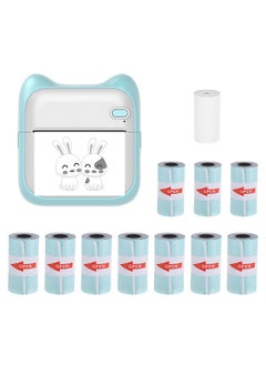 Mini Pocket Photo Printer Portable Thermal Printing Machine 203dpi Wireless BT Connection with 10 Rolls Adhesive Thermal Paper and 1pc Thermal Paper Roll 57*25mm