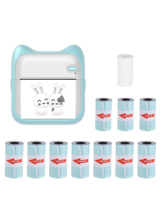Generic Mini Pocket Photo Printer Portable Thermal Printing Machine 203dpi Wireless BT Connection with 10 Rolls Adhesive Thermal Paper and 1pc Thermal Paper Roll 57*25mm  - Image 1
