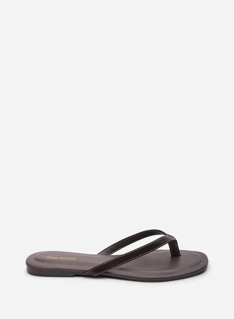 من أين هذه Arrow Dark Brown Flip Flop Sandal With Contrast Stitch Detail