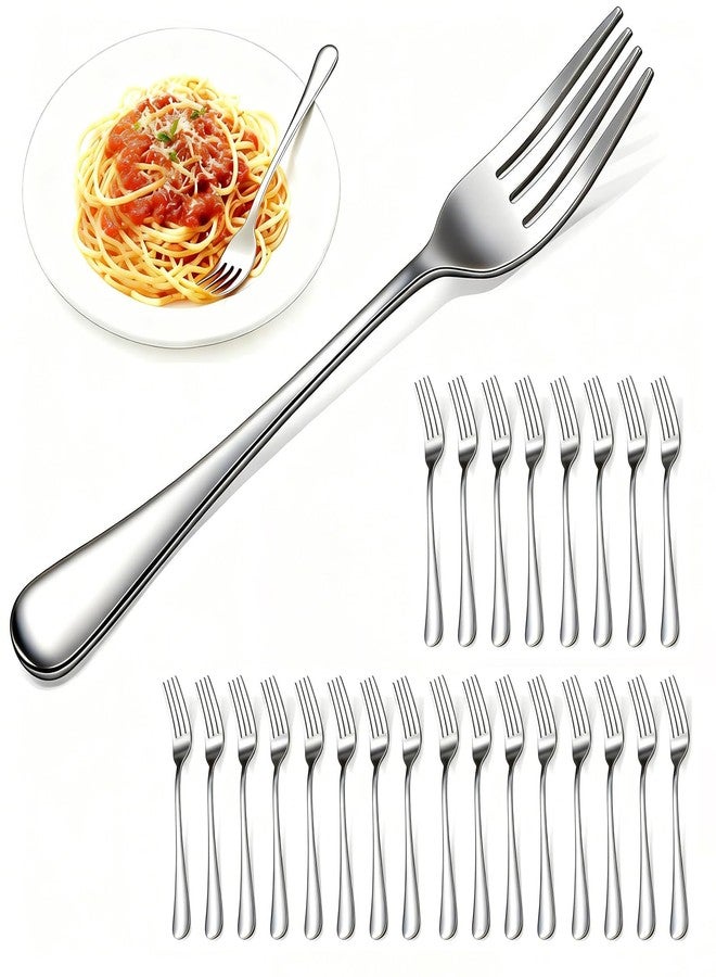 ERVILO 24 Piece Forks Stainless Steel, Dinner Forks (8 inch) Silverware Set, Bulk Metal Forks Silver Cutlery Set for Home, Restaurant, Dishwasher Safe - Image 1
