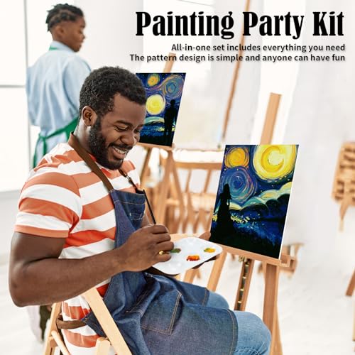 VOCHIC 4 Pack Sip and Paint Kit Pre Drawn Canvas Painting for Adults Couples Date Night Games Painting Kit Valentine Christmas Room Decor Gift Party Supplies Favor8x10 - Image 3