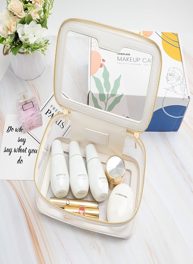 Aveniee Clear Makeup Bag, Travel Toiletry Bag for Women, Large Make up Case Cosmetic Bag with Dual Zipper, Transparent Car Organization Makeup Organizer Pouch for toiletries (Off-White) - Image 5