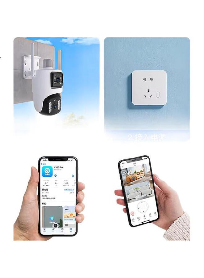 xiaovv Outdoor Dual-Camera Pan-Tilt Surveillance Camera, 360-Degree Coverage With Night Vision, Panoramic Outdoor Waterproof Rotating Hd Wireless Remote Monitoring, Two-Way Audio, Smart Home Security System - Image 1