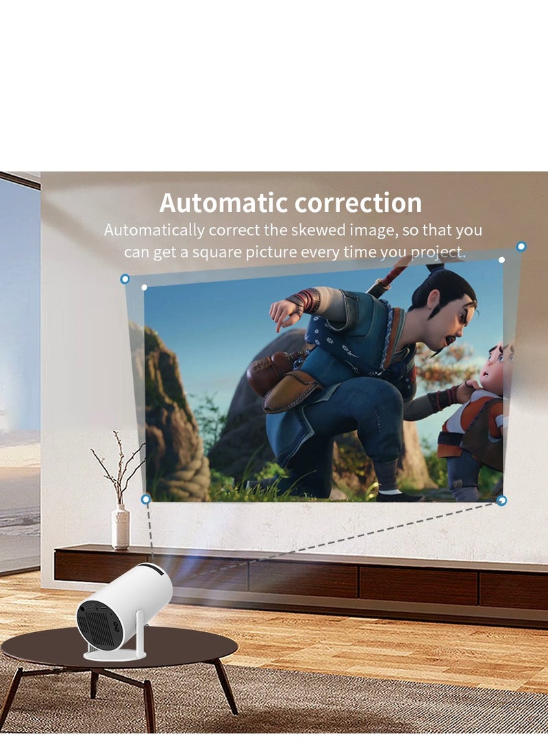 GULFLINK Mini LED Portable Projector, HY300 Auto Keystone Correction,4K/ 200 ANSI Smart Projector with 2.4/5G WiFi, BT 5.0, 130 Inch Screen, 180 Degree Flip, Round Design, Home And Outdoor Video - Image 4