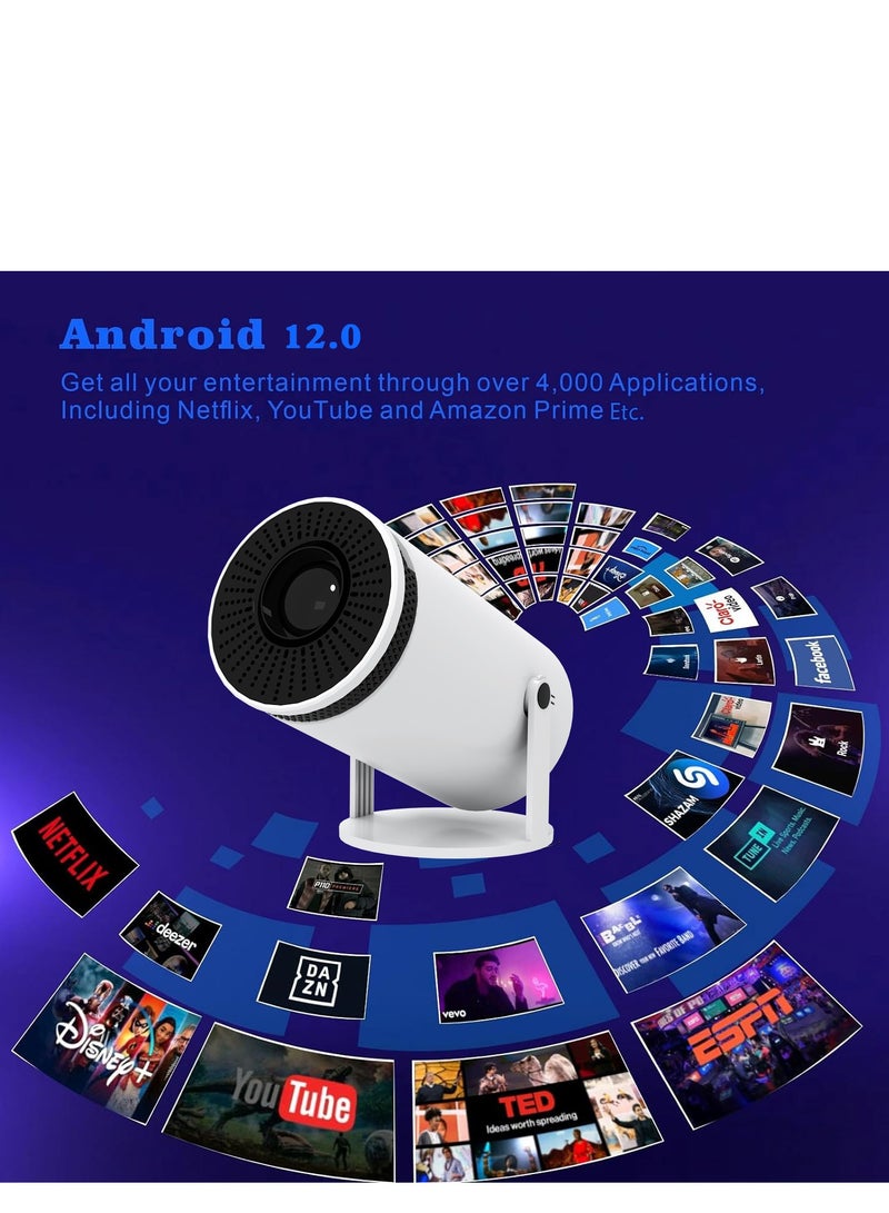 GULFLINK Mini LED Portable Projector, HY300 Auto Keystone Correction,4K/ 200 ANSI Smart Projector with 2.4/5G WiFi, BT 5.0, 130 Inch Screen, 180 Degree Flip, Round Design, Home And Outdoor Video - Image 5