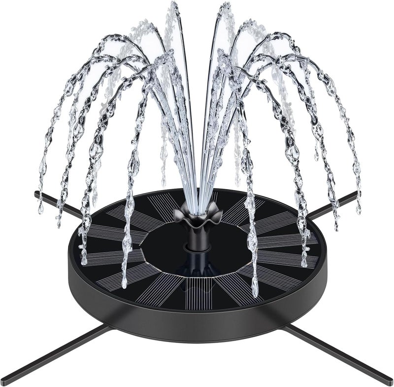 SEIRMEP Solar Fountain Pump with Spray Height Adjustment, Upgrade Glass Solar Bird Bath Fountains with 6 Nozzles, Outdoor Solar Water Fountain Pump for Bird Bath, Garden, Pool, Pond - Image 1