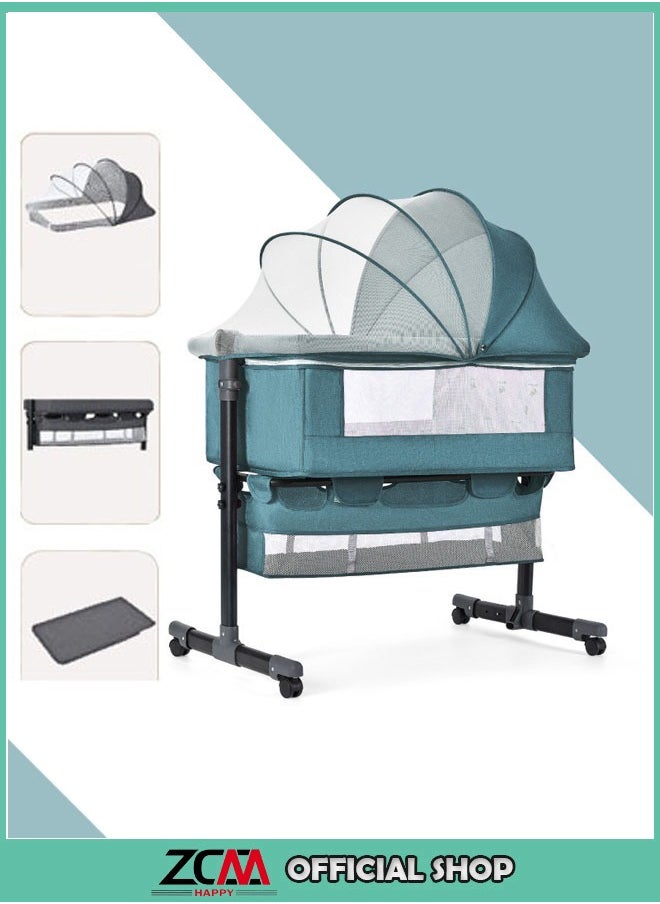 ZCM-HAPPY Multifunctional adjustable portable folding baby bed bedside baby bed toddler cradle with mosquito net  - Image 1
