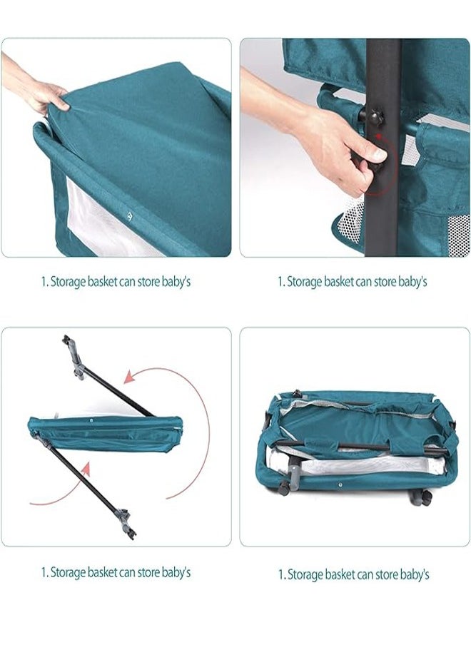 ZCM-HAPPY Multifunctional adjustable portable folding baby bed bedside baby bed toddler cradle with mosquito net  - Image 5