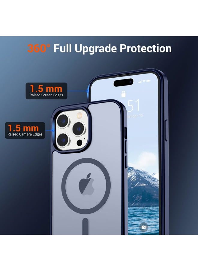 SUPFINE Magnetic for iPhone 14 Pro Case (Compatible with MagSafe) (Military Grade Drop Protection) Translucent Matte Shockproof Phone Case,Navy Blue - Image 4