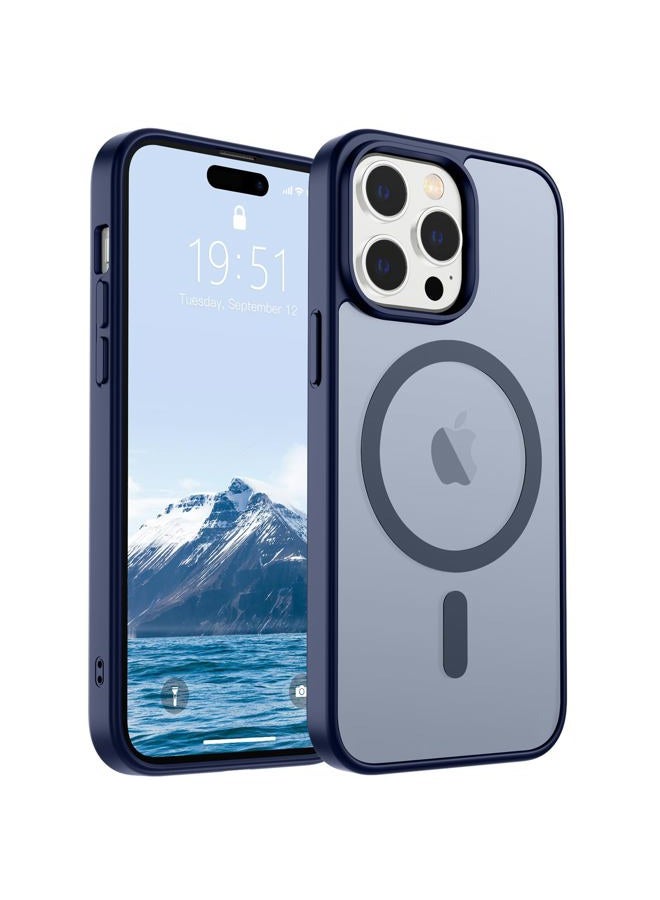 SUPFINE Magnetic for iPhone 14 Pro Case (Compatible with MagSafe) (Military Grade Drop Protection) Translucent Matte Shockproof Phone Case,Navy Blue - Image 1