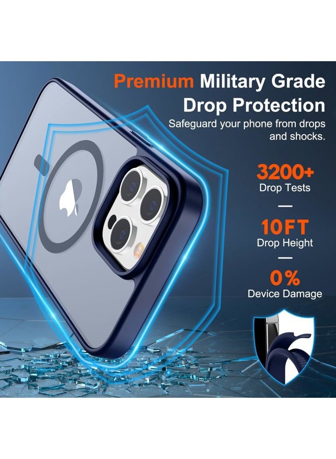 SUPFINE Magnetic for iPhone 14 Pro Case (Compatible with MagSafe) (Military Grade Drop Protection) Translucent Matte Shockproof Phone Case,Navy Blue - Image 3