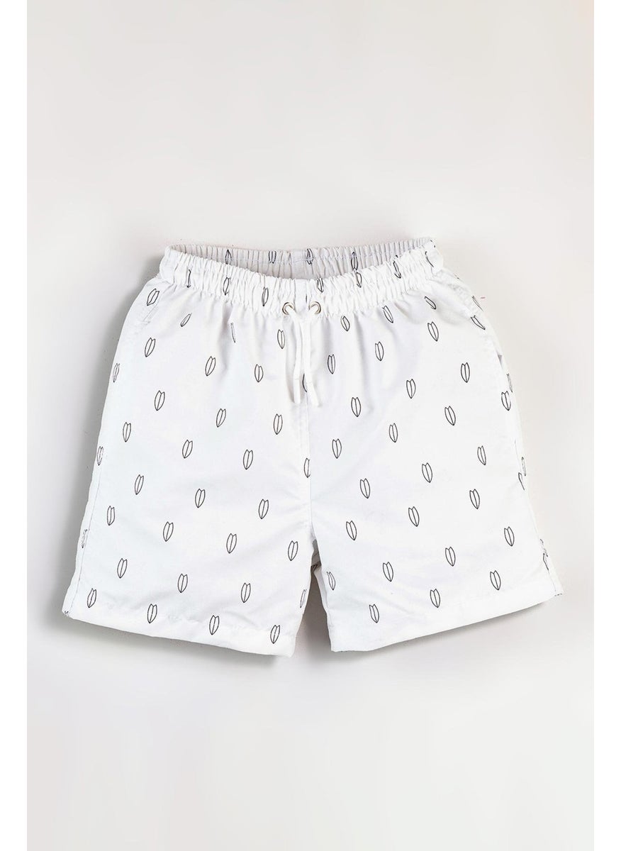 Gold Class Kidswear Surfboard Printed White Boys Swim Shorts  - Image 1
