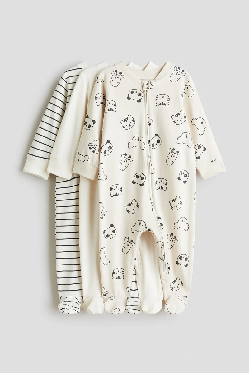 H&M 3-pack zip-up sleepsuits
