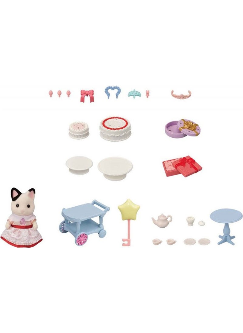 Sylvanian Families Party Time Play Set Tuxedo Cat Girl 5646  - Image 1