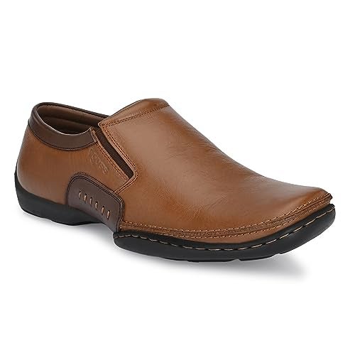egoss Moccasin Casual Shoes for Men | Genuine Leather | Comfortable & Stylish Footwear | Office & Travel Friendly – G-358 | Tan, 10 - Image 1