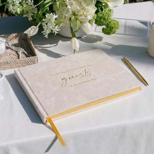 ZICOTO Beautiful Wedding Guest Book for Your Wedding Reception - Simply Elegant Velvet Guestbook to Sign in and Add Polaroid Photos - The Perfect Bridal Shower Guest Book for The Special Day - Image 2
