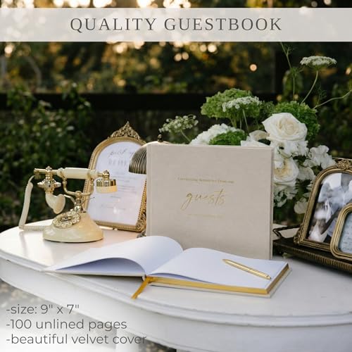 ZICOTO Beautiful Wedding Guest Book for Your Wedding Reception - Simply Elegant Velvet Guestbook to Sign in and Add Polaroid Photos - The Perfect Bridal Shower Guest Book for The Special Day - Image 4