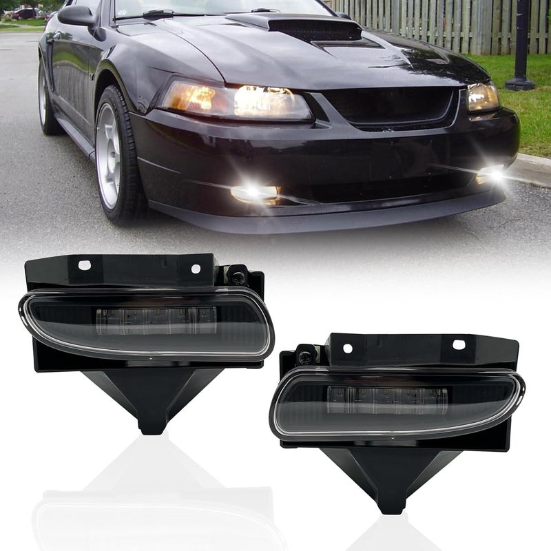 Shocklight LED Fog Lights for 1999-2004 Ford Mustang - Clear Lens Front Bumper Lamps - Image 1