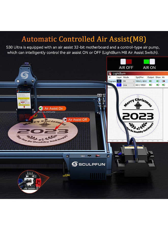 SCULPFUN - Original 22W Laser Module Kit with 32-bit Motherboard High-speed Air Assist Pump and XY Limit Switch Direct Use for S9 - Image 1