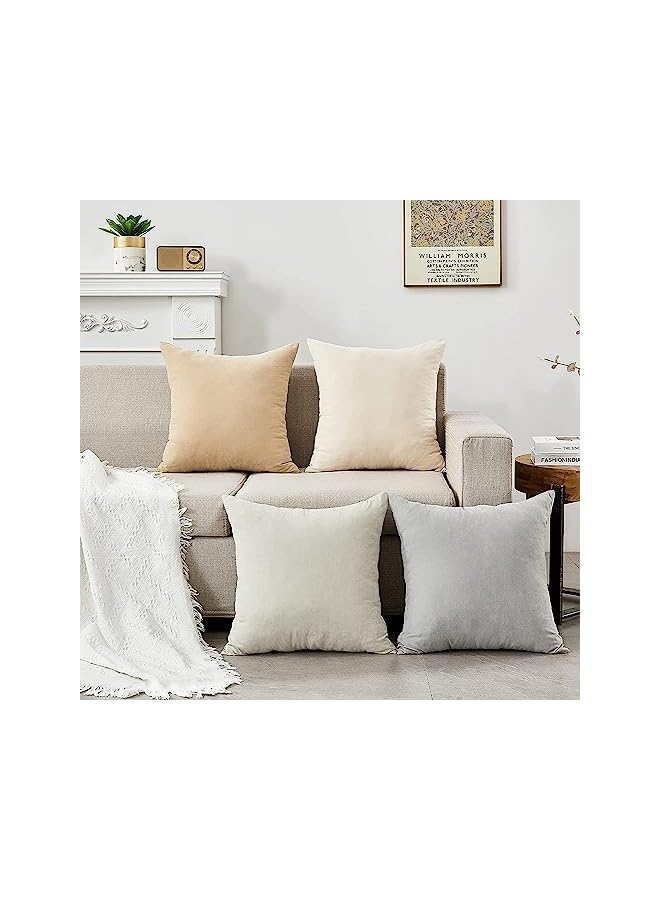 The Bros أغطية وسائد زخرفية 18x18 بوصة مجموعة من 4، وسائد ملونة صلبة حديثة لأغطية الوسائد المربعة للكنبة وسرير غرفة المعيشة والسيارة وزينة المنزل - Image 3