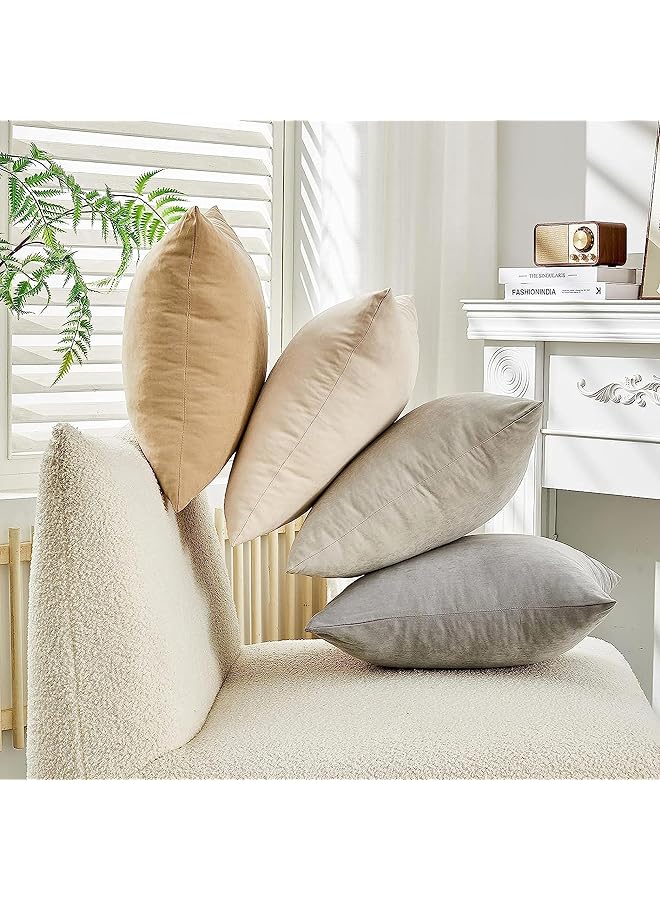 The Bros أغطية وسائد زخرفية 18x18 بوصة مجموعة من 4، وسائد ملونة صلبة حديثة لأغطية الوسائد المربعة للكنبة وسرير غرفة المعيشة والسيارة وزينة المنزل - Image 1