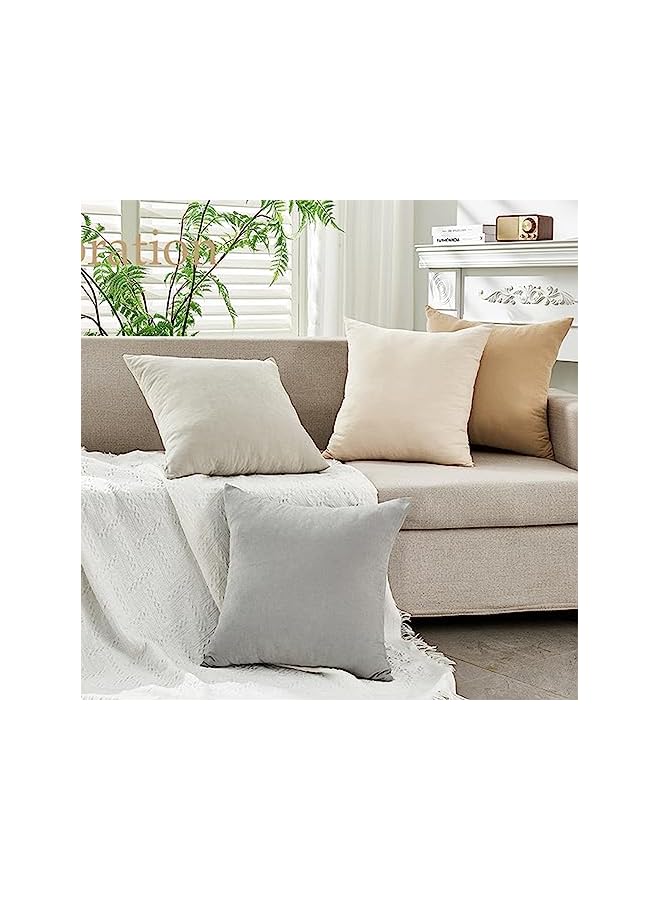 The Bros أغطية وسائد زخرفية 18x18 بوصة مجموعة من 4، وسائد ملونة صلبة حديثة لأغطية الوسائد المربعة للكنبة وسرير غرفة المعيشة والسيارة وزينة المنزل - Image 2