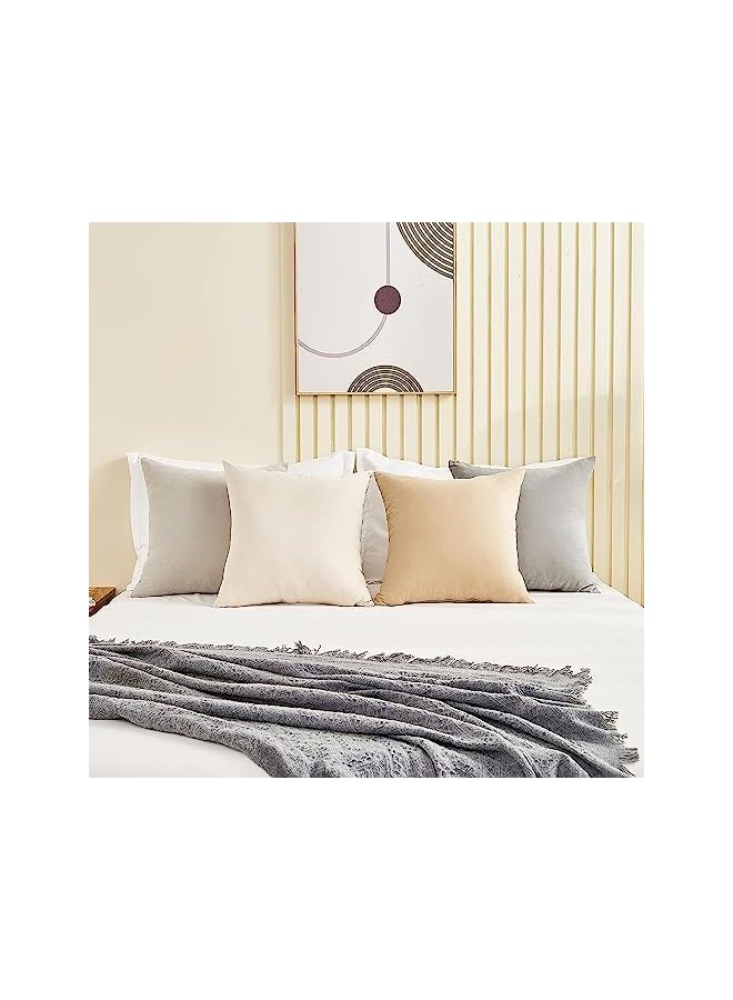 The Bros أغطية وسائد زخرفية 18x18 بوصة مجموعة من 4، وسائد ملونة صلبة حديثة لأغطية الوسائد المربعة للكنبة وسرير غرفة المعيشة والسيارة وزينة المنزل - Image 5