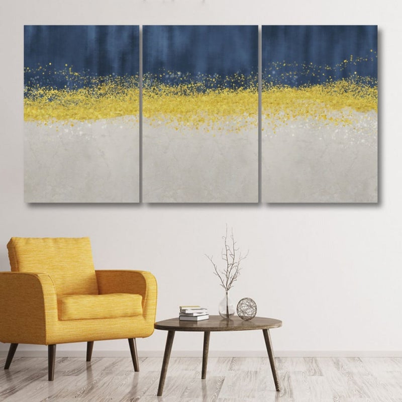 ماركتنا ثلاث لوحات قماشية فخمة بتصميم مودرن مع برواز مجوف مقاس (120×60) ثلاث قطع - Image 1