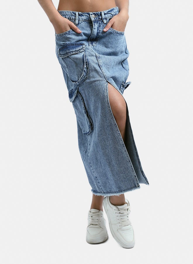 RAVIN Light Jeans Blue Buttoned Fashionable Skirt - Image 1