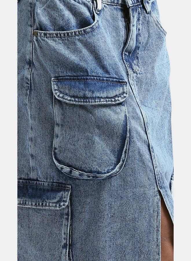 RAVIN Light Jeans Blue Buttoned Fashionable Skirt - Image 5
