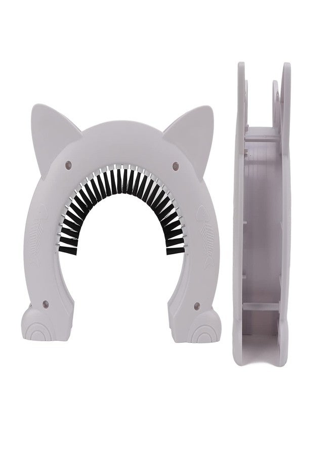 CXCTCT Cat Door Interior Door,Interior Cat Door,Cat Interior Door Stainless Steel Needle Large Pet Cat Pass with Grooming Brush Universal Indoor Pet Door for Cats (White) - Image 4