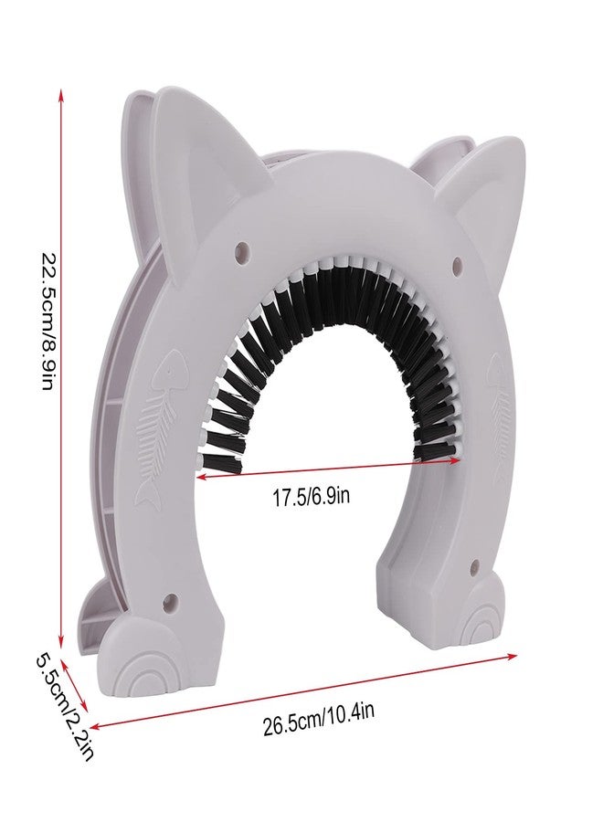 CXCTCT Cat Door Interior Door,Interior Cat Door,Cat Interior Door Stainless Steel Needle Large Pet Cat Pass with Grooming Brush Universal Indoor Pet Door for Cats (White) - Image 2