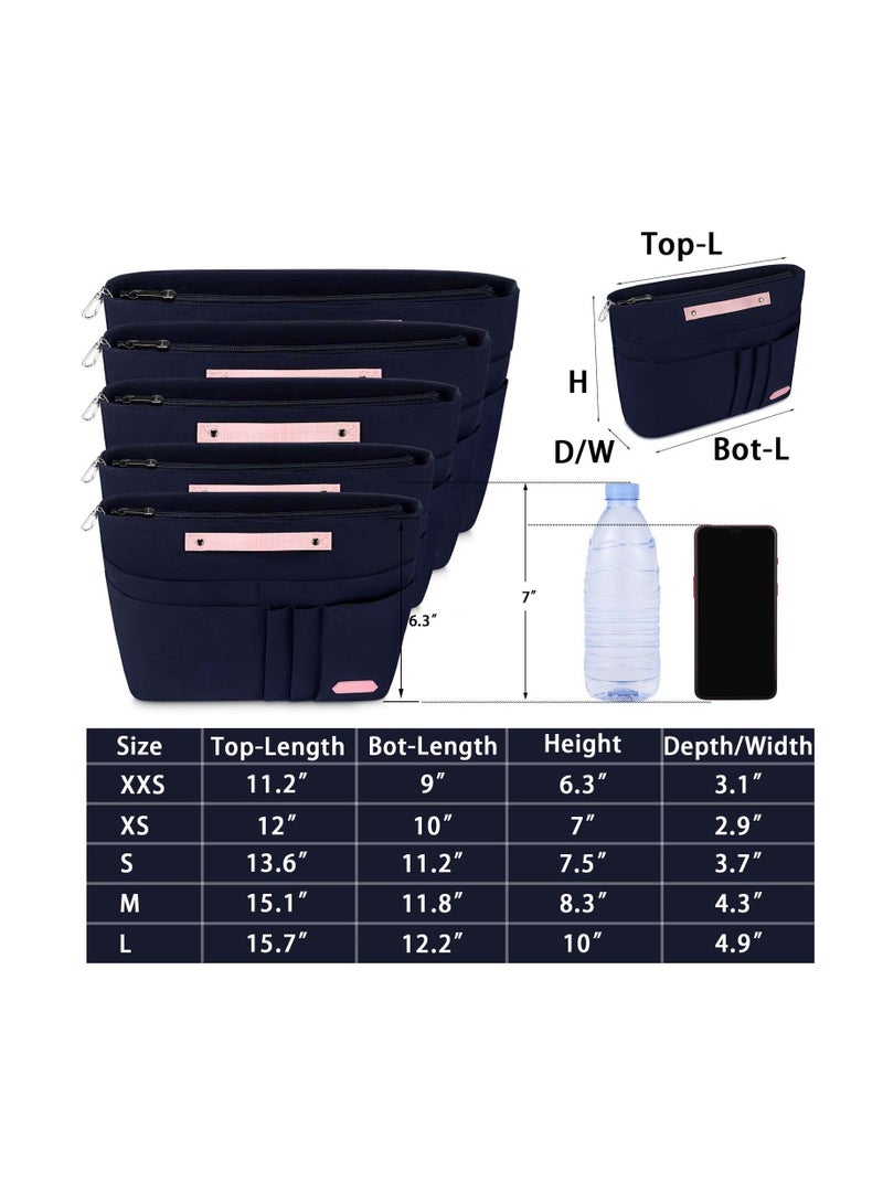 Y&D Purse Organizer Insert for Handbags,Tote Bag Zipper Women, Handbag Inside Liner with 15 Pockets(Blue, M) - Image 5