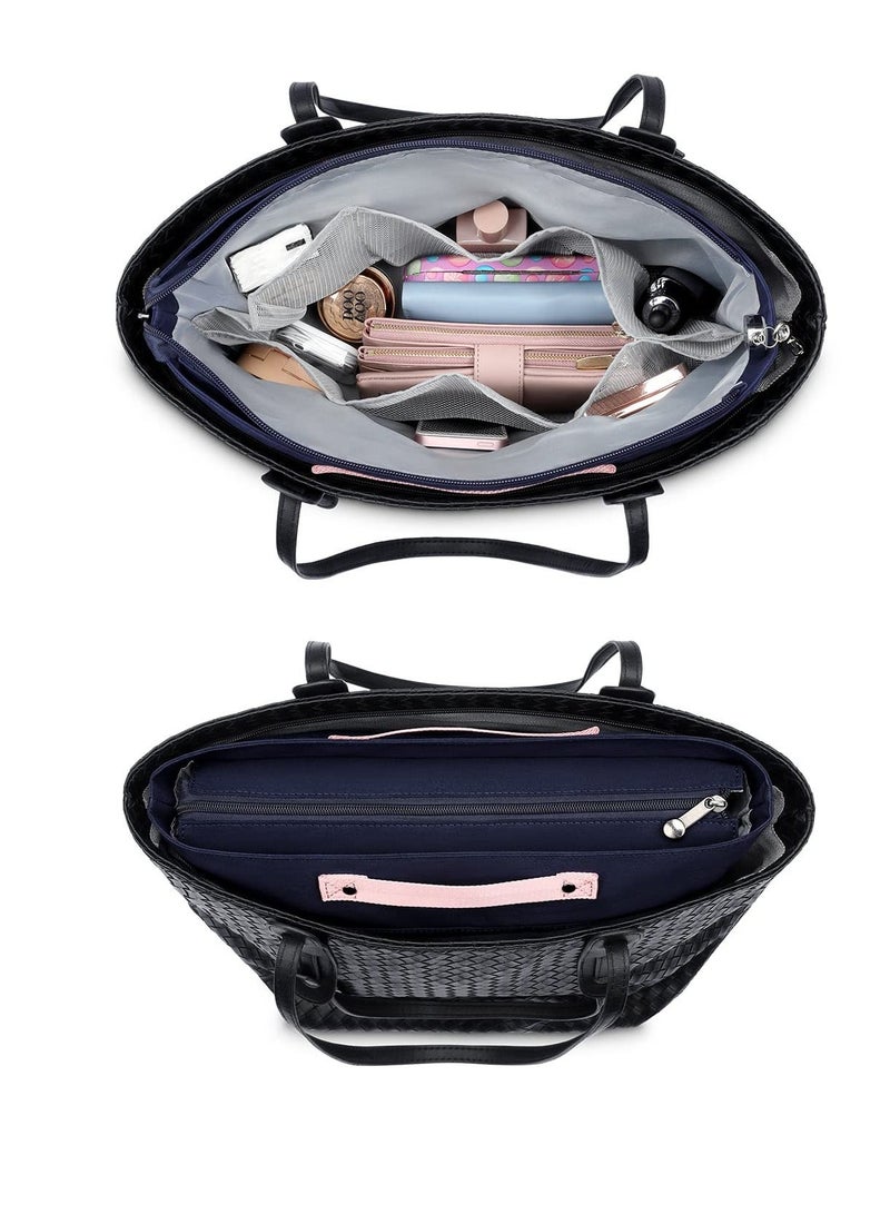 Y&D Purse Organizer Insert for Handbags,Tote Bag Zipper Women, Handbag Inside Liner with 15 Pockets(Blue, M) - Image 3