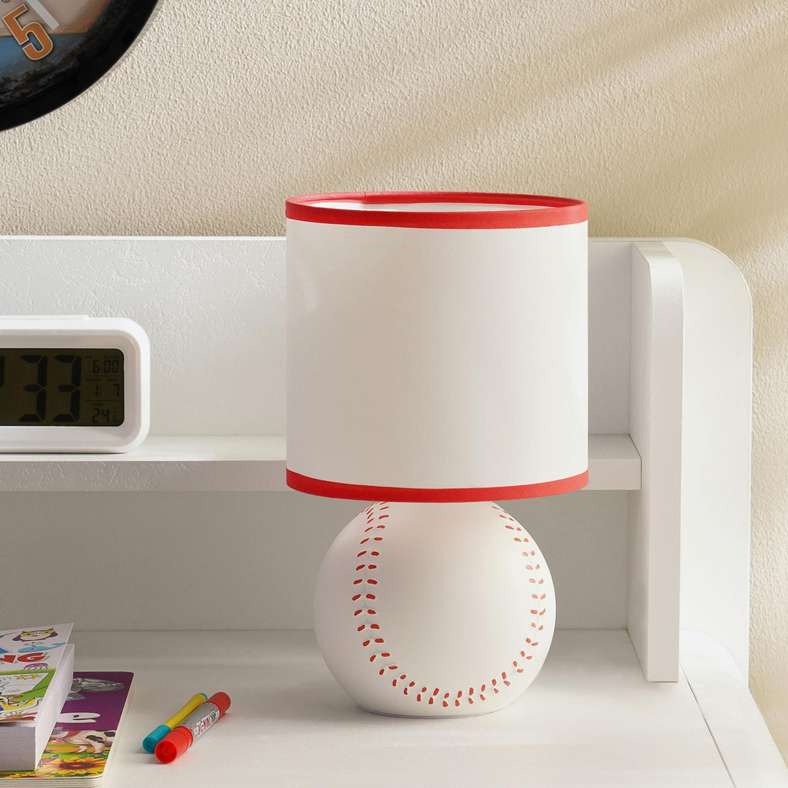Pan Home Baseball E14 Ceramic Table Lamp Dia 16x27.5cm - White - Image 1