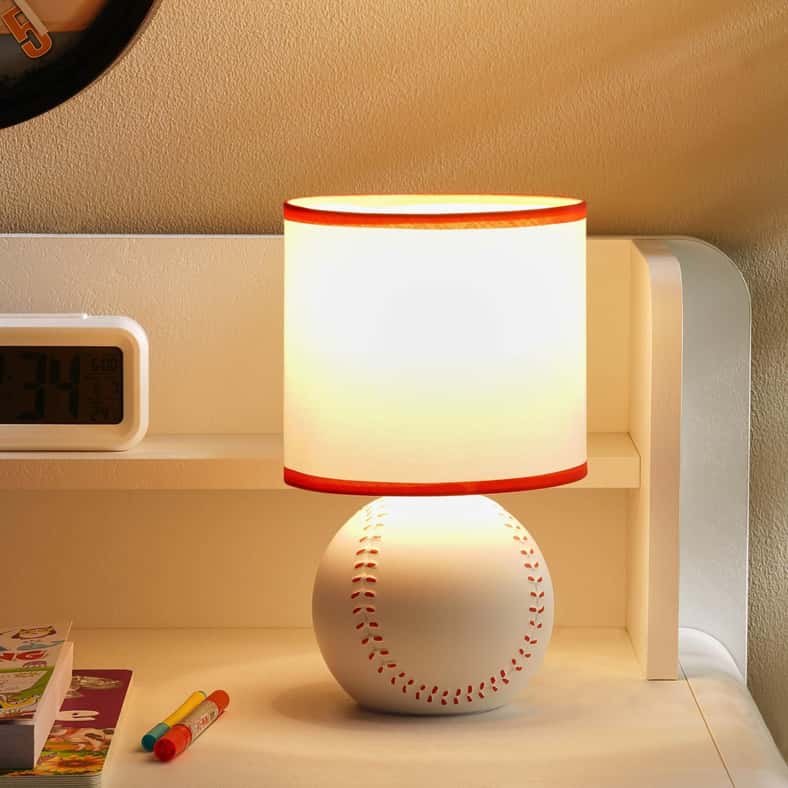 Pan Home Baseball E14 Ceramic Table Lamp Dia 16x27.5cm - White - Image 2